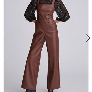 Anthropologie Avec Les Filles Faux Leather Pinafore Jumpsuit